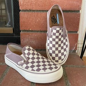 Purple Checkerboard Slip on Vans